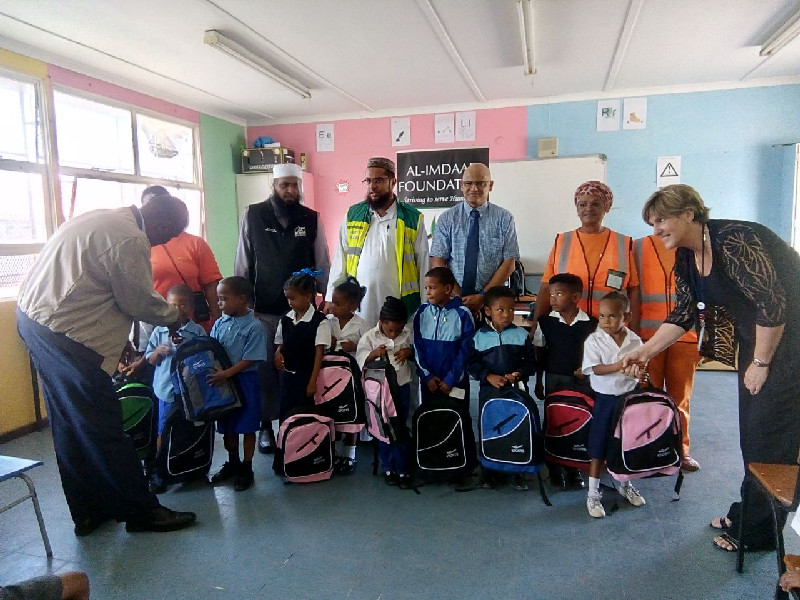 School bags were distributed in at the Manenburg Primary school in the locality of the same name